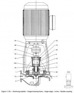 Assembly Drawing of a Flex-Coupled Vertical Inline Pump